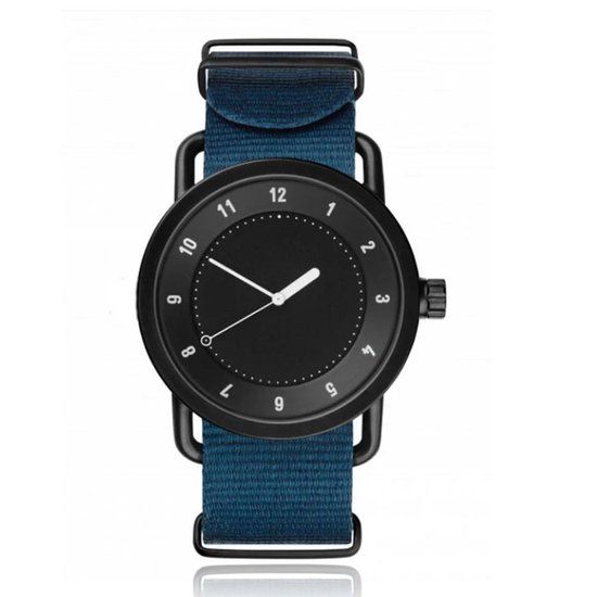 LGT JWLS Retro Herenhorloge met Blauwe Nylon Canvas Band