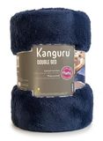 KANGURU Fluffi Midnight fleece deken van microvezel voor tweepersoonsbed pluizig flannel fluweel pluche deken, vachtlook, blauw, 230 x 230 cm