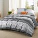 Housse de couette unie - Rayé gris - 240 x 220 cm