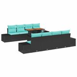 vidaXL Tuin Eettafel Set 7-delig 6-Aantal zitplaatsen Zwart en Blauwgroen