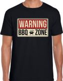 Bellatio Decorations Warning BBQ Zone T-shirt Zwart Heren XL