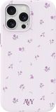 AVY Hoesje geschikt voor Apple iPhone 15 Pro | Lila Dream | Bloemen | Paars | Hard Shell Back Cover | Compatibel met MagSafe & Qi2