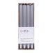 DONAU HOME Set lange staafkaarsen, geribbeld, zilver, 4 stuks, 30 x Ø 2,25 cm, ongeparfumeerd, geribbelde staafkaarsen, tafelkaarsen ter decoratie in de woonkamer, badkamer, 10 uur brandduur