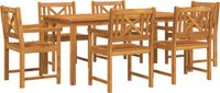 vidaXL Eettafel Set 7-delig Bruin Massief Acacia Hout