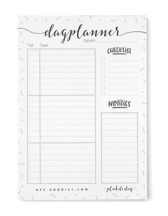 HEE Goodies Dagplanner A5 - Ongedateerd - Zwart/Wit - To Do - Afscheurbaar - Verlijmd