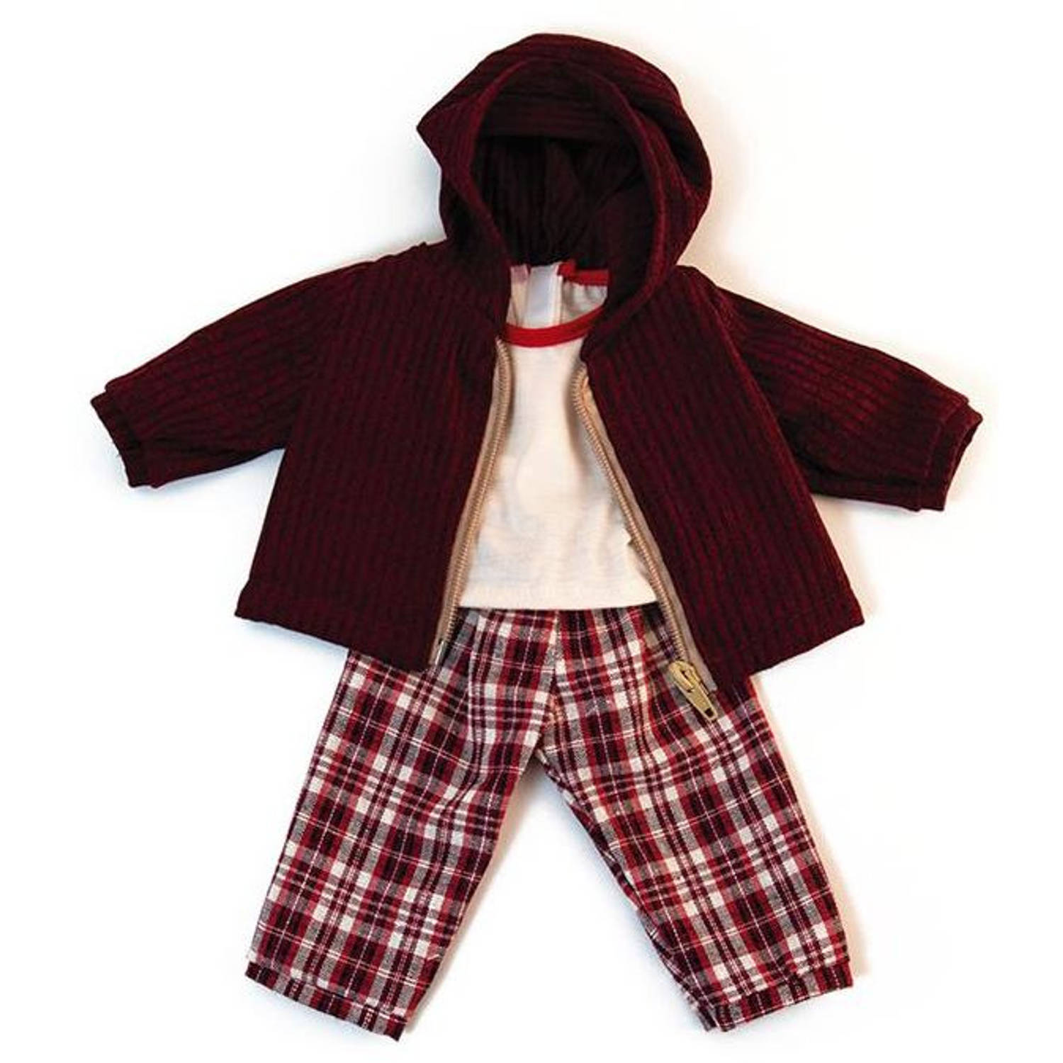 Miniland Poppenkleding Winter Wit/bordeaux 3-delig