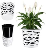 KADAX Pot de fleurs, pot décoratif, pot décoratif rond en plastique, bac à plantes pour fleurs, plantes, balcon, pot de fleurs d'intérieur, bac à plantes léger, pot de fleurs moderne (13 cm, noir)