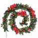 WeRChristmas Pre-Lit Versierde Garland Verlicht met 40 Warm Wit LED Lights, 9ft - Rood/Goud