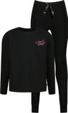 Vingino Widya Meisjes Pyjama Lange Mouw Panterprint Katoen Elastaan Deep Black 146/152