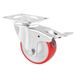 WAGNER Soft zwenkwiel - diameter 80 mm, bouwhoogte 105 mm, verzinkt staal, rood/wit, vergrendeling en aanschroefplaat 85 x 105 mm, draagkracht 55 kg - 04788001