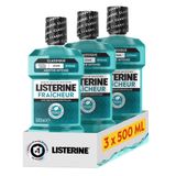 Listerine Bain de Bouche Quotidien Fraîcheur Goût Intense, 3x500 ml