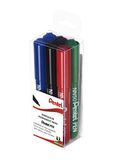 Pentel NN50 Marker, 2 x zwart, 2 x blauw, rood, groen, 6 stuks