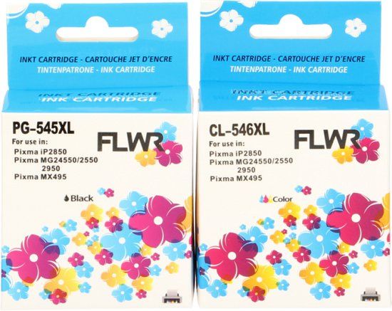 FLWR - PG-545XL / CL-546XL Multipack - Zwart en Kleur - Geschikt voor Canon