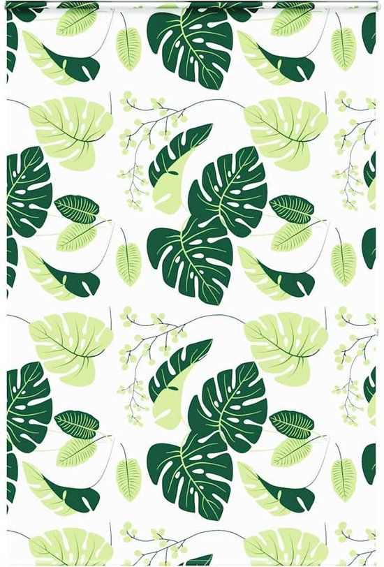 vidaXL Doucherolgordijn met cassette 150x240 cm Groene bladeren