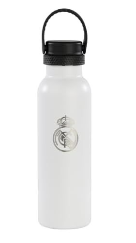 KINETICO SPAIN S.L.U. Real Madrid 1. Team 24/25 thermosfles, roestvrij staal, dubbele isolatie, 12 uur warme en 24 uur koude dranken, 7,3 x 25 cm, 600 ml, Wit/Grijs, M, Casual
