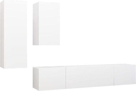 vidaXL 4-delige Tv-meubelset bewerkt hout wit