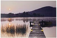 JANDEI - LED-beeld landschap met schakelaar (nacht, 60 x 40 x 1,8) Landschap Zwangerschap met verlichting 7 LED's, 2 AA batterijen
