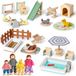 26 Pièces Meubles en Bois pour Maison de Poupée avec 4 Figurines