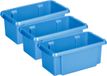 Sunware Opslagbox Nesta - 3x - kunststof - 7L - blauw - 38 x 21 x 14 cm - stapelbaar