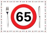 Bellatio Decorations Placemat 65 jaar - 10 stuks - 42 x 30 cm - Papier