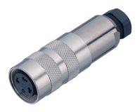 BINDER 99-5106-15-03 M16 Female Connector, Brass/Nickel, Silver Contacts, Solder, IP67, 250V, 7A