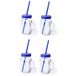 Mason Jar verres - 4x pièces - verre - couvercle bleu avec paille - 500 ml - refermable - shakes aux fruits