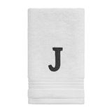 Avanti Linens Monogram geborduurde vingertop handdoek, 100% katoen, J, wit/grijs, J