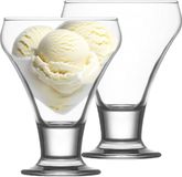 Lav IJcoupes/ijs/dessert serveer schaaltjes - op voet - set 8x stuks - glas - 300 ml - 10 x 13 cm