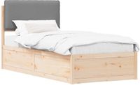 vidaXL Bedframe met Gevoerde Hoofdbord Lichtgrijs 90 x 190 cm