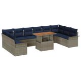 vidaXL Ensemble de canapé de jardin 11 pc Gris et bleu marine