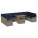 vidaXL Ensemble de canapé de jardin 11 pc Gris et bleu marine