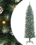 vidaXL Kunstmatige slanke kerstboom Groen en Wit 240 cm