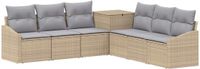 vidaXL Bankstel 7-delig Beige en Lichtgrijs Poly Rattan en Staal