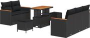 vidaXL Tuinbank Set Zwart Poly Rattan