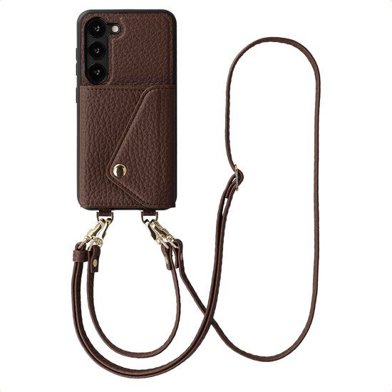 Selencia Hoesje - Geschikt voor Samsung Galaxy S23 - Sera Koordhoes met pashouder envelop - Chocolate Brown