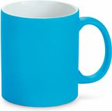 Merkloos / Sans marque Luxe krijt koffiemok/beker - blauw - keramiek - met krijt te beschrijven - 350 ml - Eigen naam