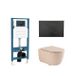 QeramiQ Dely Swirl Toiletset - inbouwreservoir Qeramiq Flush - slim zitting - metaal mat zwarte bedieningsplaat - ronde knoppen - beige
