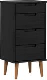 vidaXL Ladekast MOLDE Zwart 40 x 35 x 82 cm Massief grenenhout