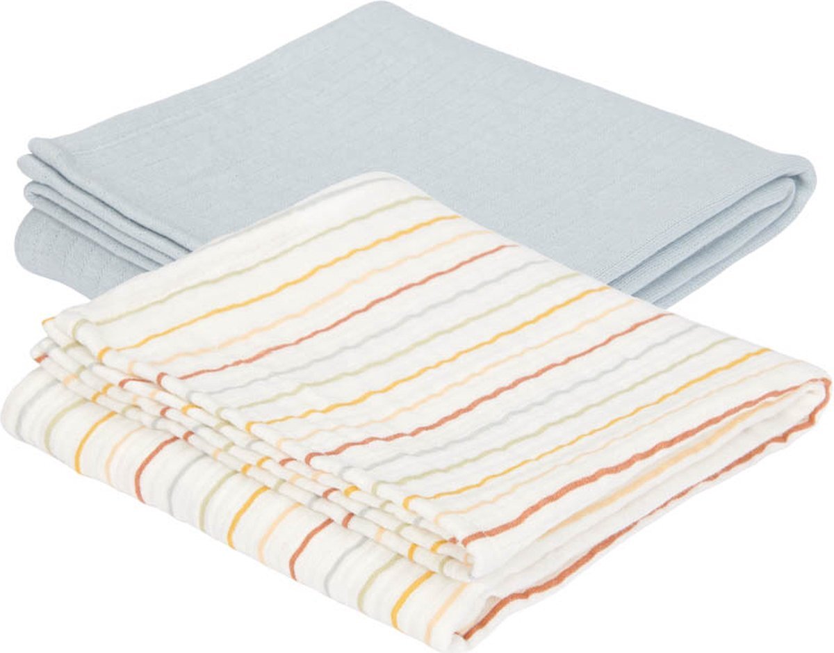 Little Dutch Swaddle doeken 70 x 70 Vintage Sunny Stripes / Pure Soft Blue