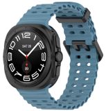 Wigento Samsung Galaxy Watch Ultra 47mm Blauwe Siliconen Horlogeband met Dubbele Sluiting