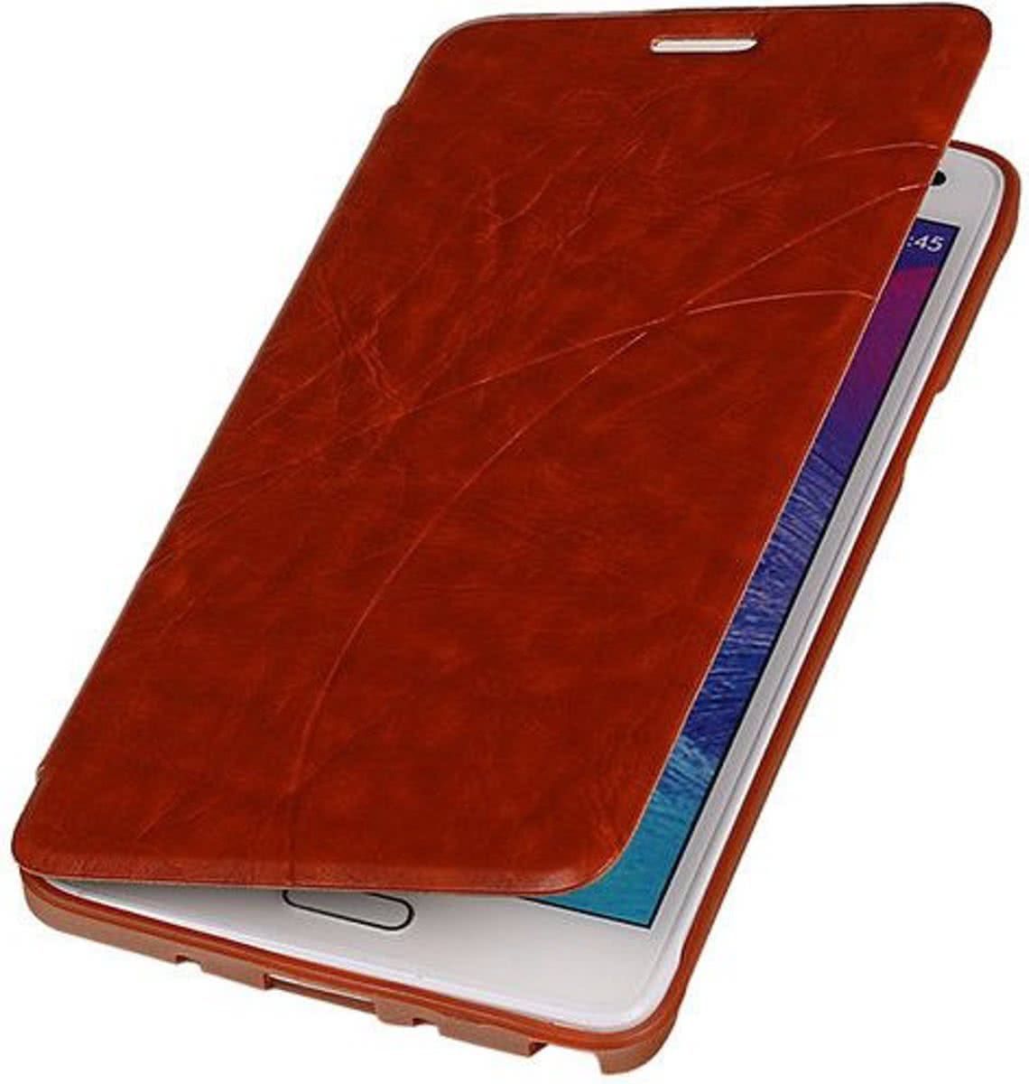 LELYCASE TPU Bruin Samsung Galaxy Note 4 bookcase Lijn Motief Telefoonhoesje