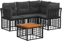vidaXL Buiten bankenset 5 st Zwart en Donkergrijs Polyester