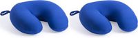 Merkloos / Sans marque Makito Western Europe (mkto) Reis kussen - 2x - Nek kussens - blauw - 30 cm - Reiskussens voor onderweg - polyester