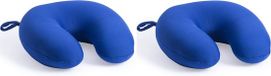 Merkloos / Sans marque Makito Western Europe (mkto) Reis kussen - 2x - Nek kussens - blauw - 30 cm - Reiskussens voor onderweg - polyester