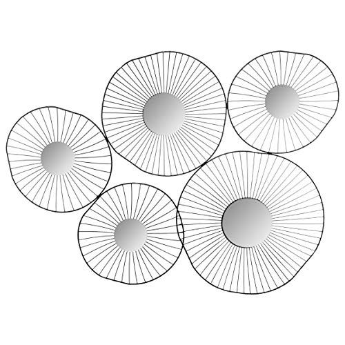 Atmosphera Wanddecoratie - 5 spiegels - metaal - zwart - hoogte 58 cm
