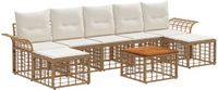 vidaXL - Buiten - bank - set - 7 - zitplekken - Natuurlijk en crème wit - Polyester