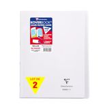 Clairefontaine 981620AMZC Pak met 2 Geniete Schriften Koverbook Kleurloos - 24x32 cm - 96 Pagina’s Kleine Ruitjes met Kantlijn - Wit Papier 90 g - Transparante Polypropyleen Omslag