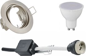 Qualu LED Spot Set - Igia - Torna - GU10 Fitting - Inbouw Rond - Mat Nikkel - 6W - Helder/Koud Wit 6400K - Kantelbaar Ø83mm