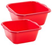 Plasticforte afwasteilen set - afwasbak - kunststof - 6 en 10 liter - rood - huishoud emmers