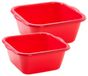 Plasticforte afwasteilen set - afwasbak - kunststof - 6 en 10 liter - rood - huishoud emmers